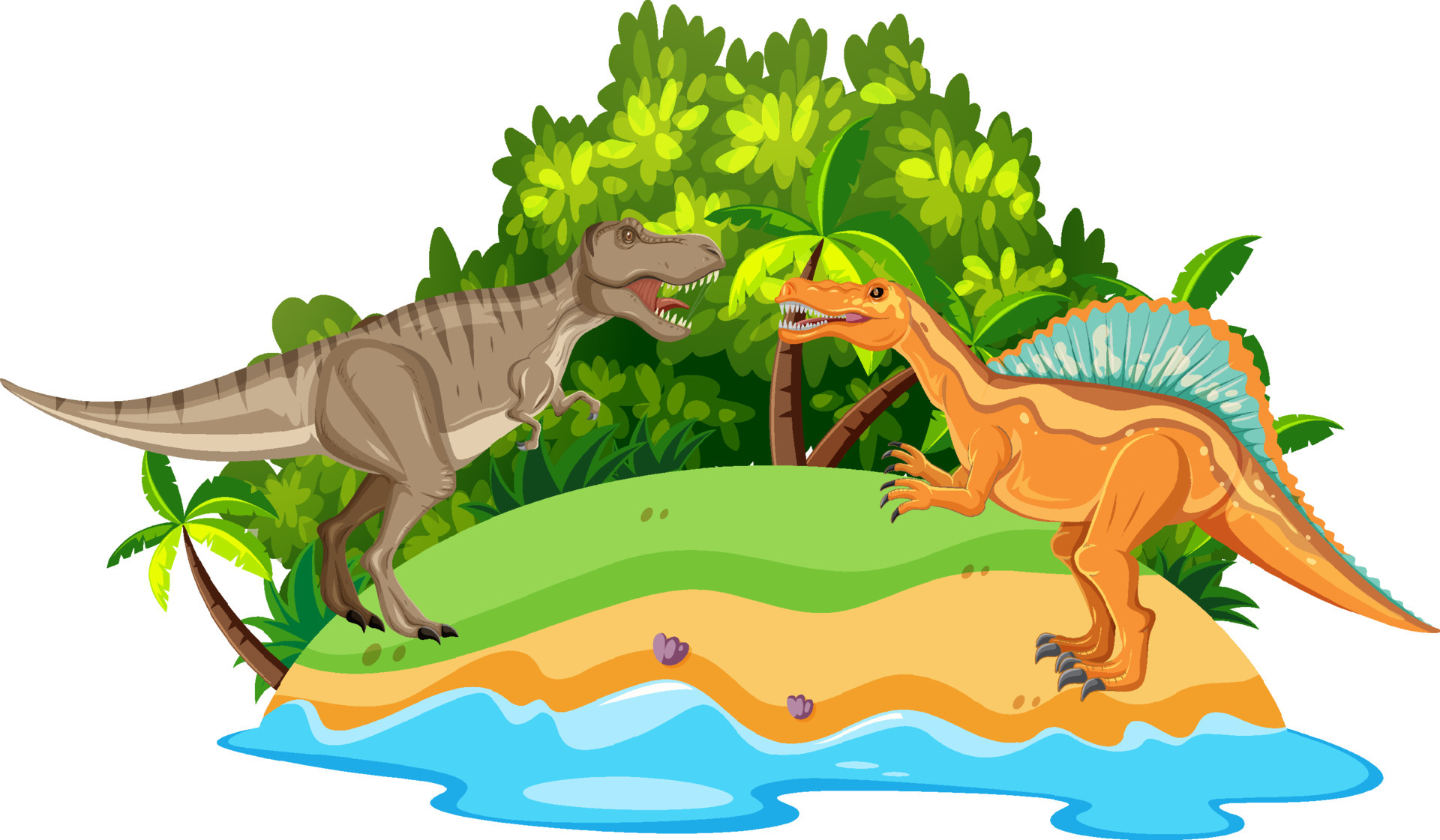 escena con spinosaurus y t-rex peleando 6411975 Vector en Vecteezy escena con spinosaurus y t-rex peleando 6411975 Vector en Vecteezy