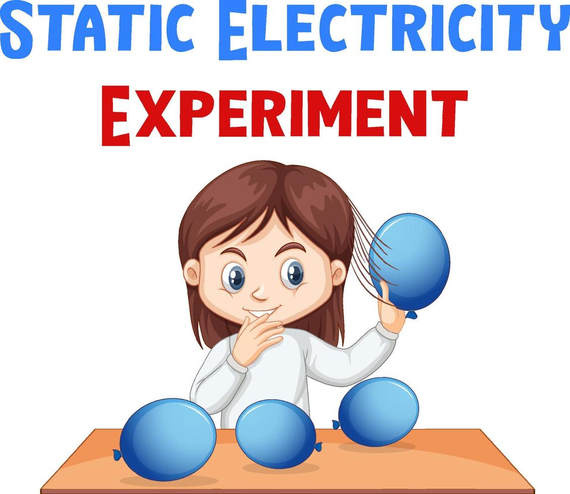 Static electricity experiment with hair and balloons vector