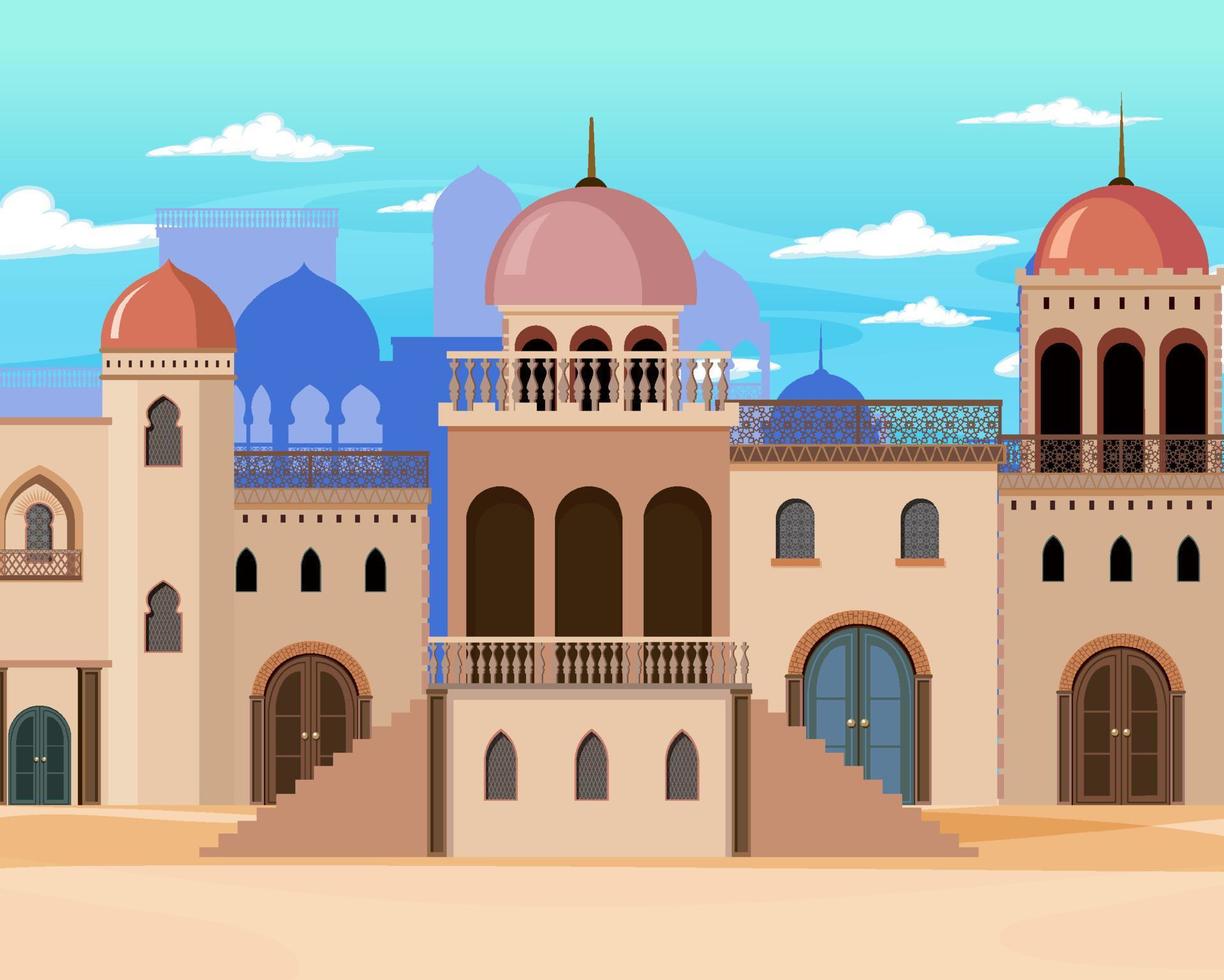 Scene with many buildings in city vector