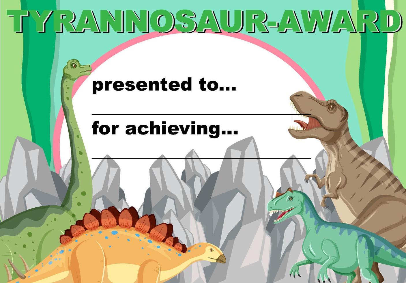 plantilla de premio con dinosaurios en segundo plano vector