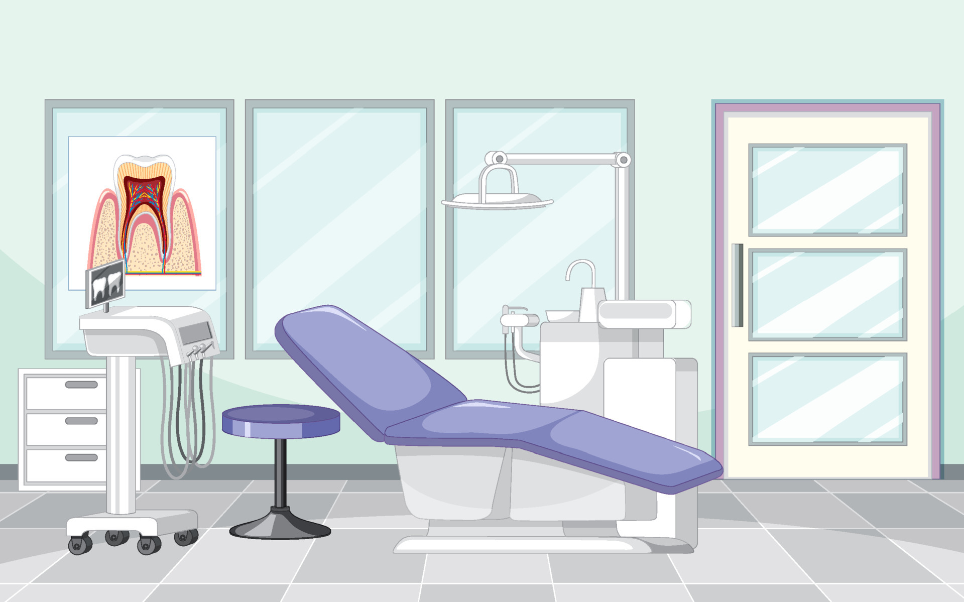 Dental clinic room interior 6412029 Vector Art at Vecteezy