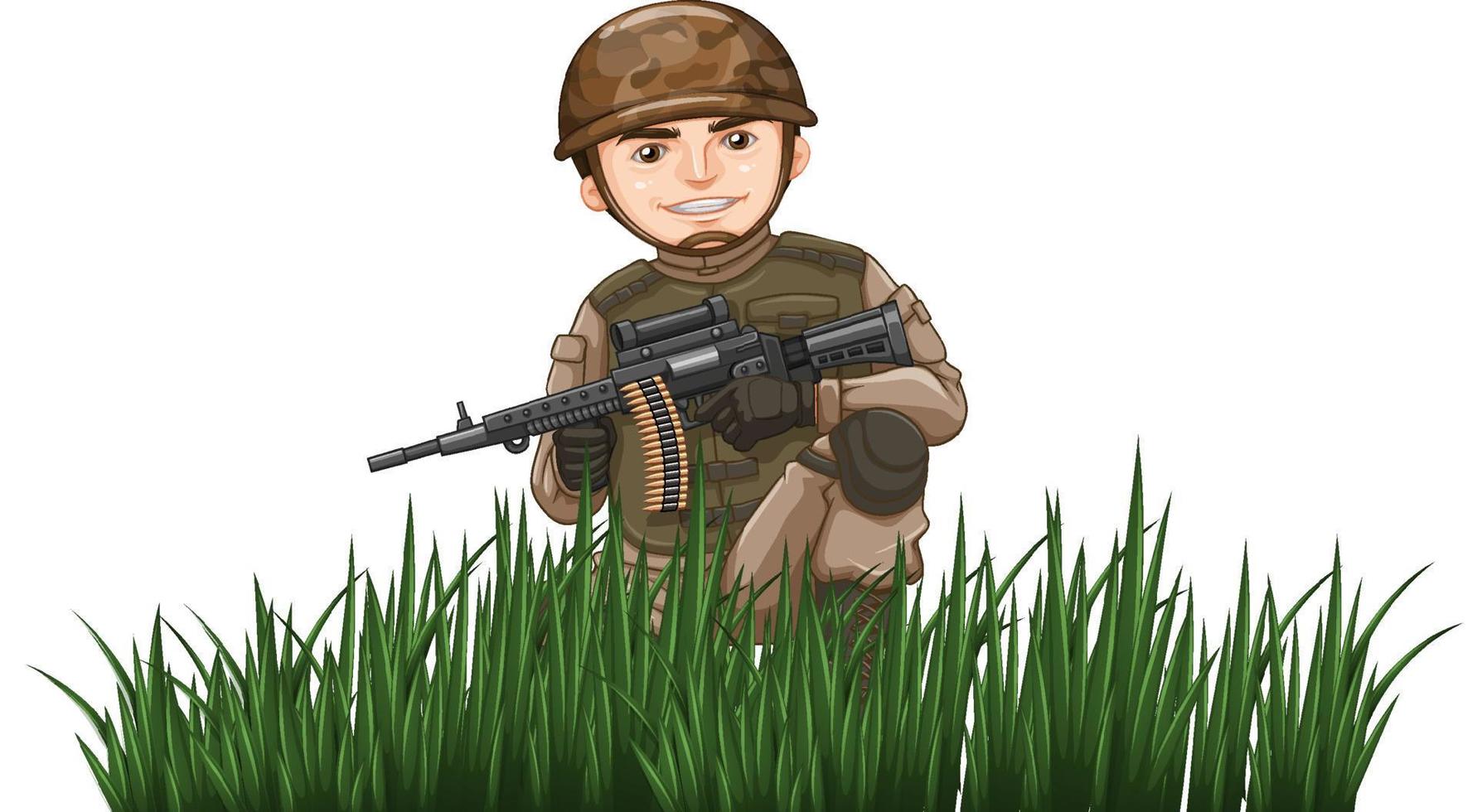 Man in army uniform on white background vector