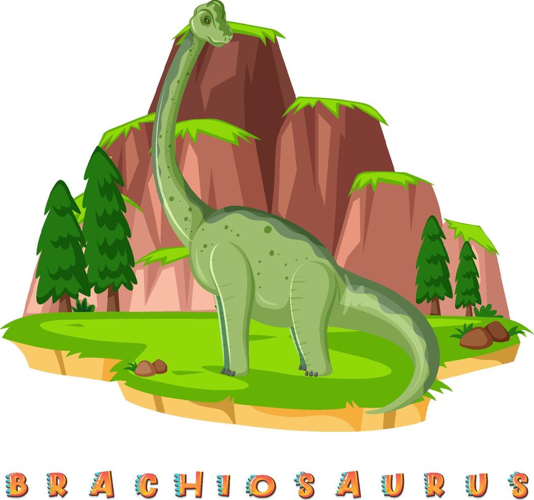 wordcard de dinosaurio para braquiosaurio vector