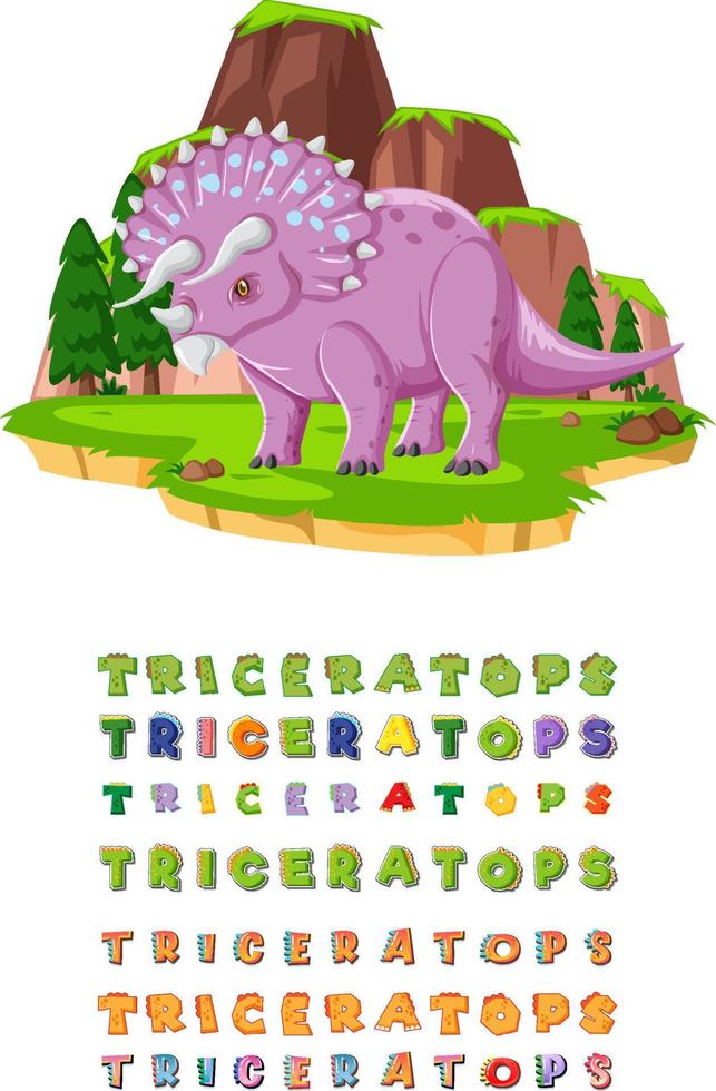 diseño de fuente para triceratops vector