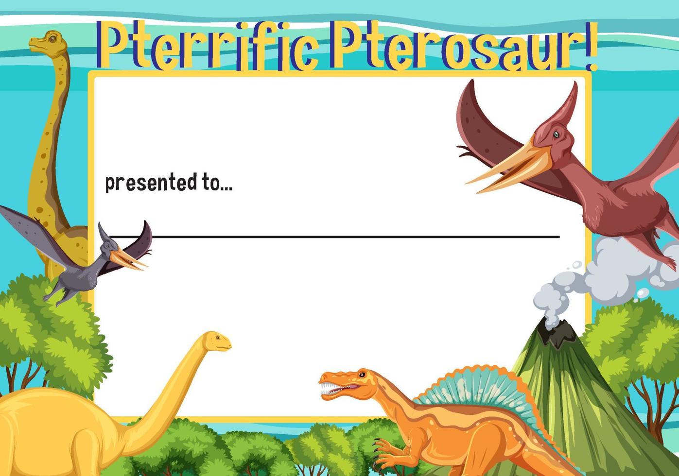 Peterrific pterosaur award template design vector