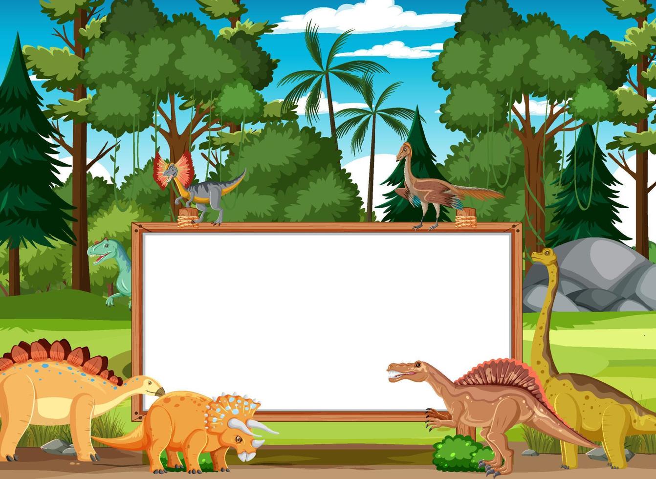 Banner template design with dinosaurs vector