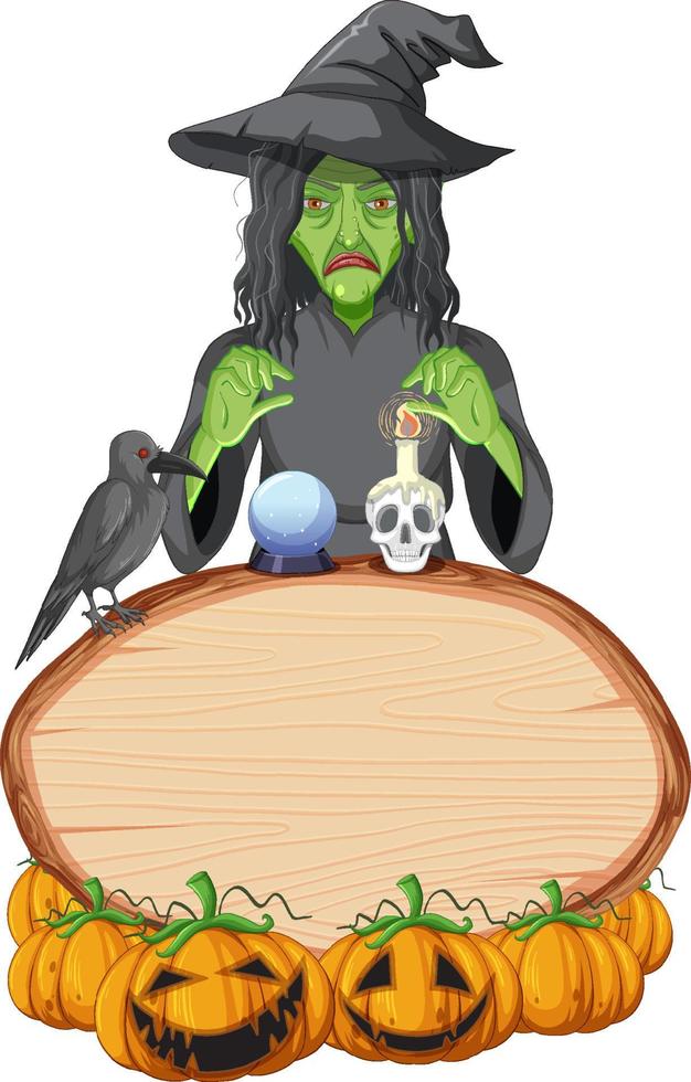 Isolated wooden banner with witch theme vector