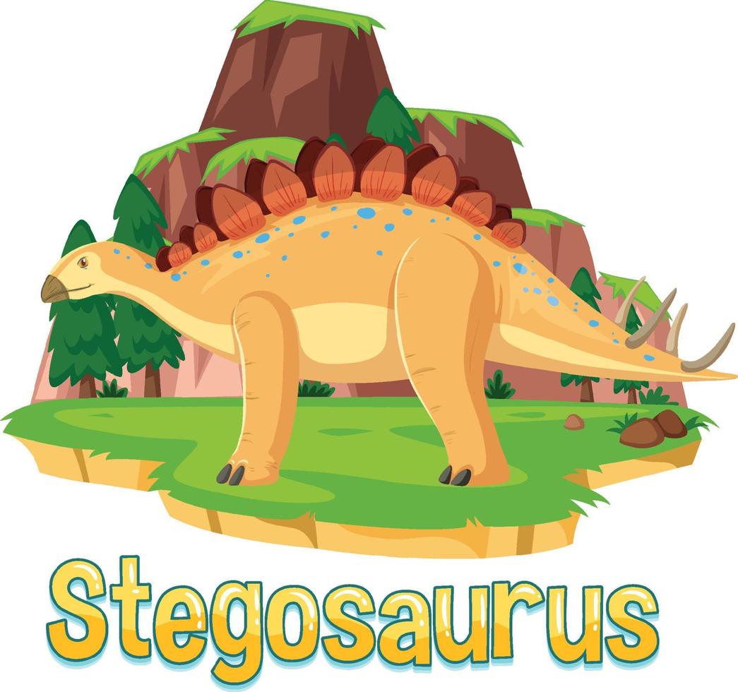 wordcard de dinosaurio para estegosaurio vector