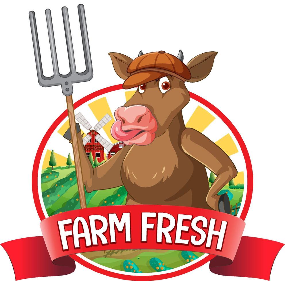 A cow with a Farm fresh label vector