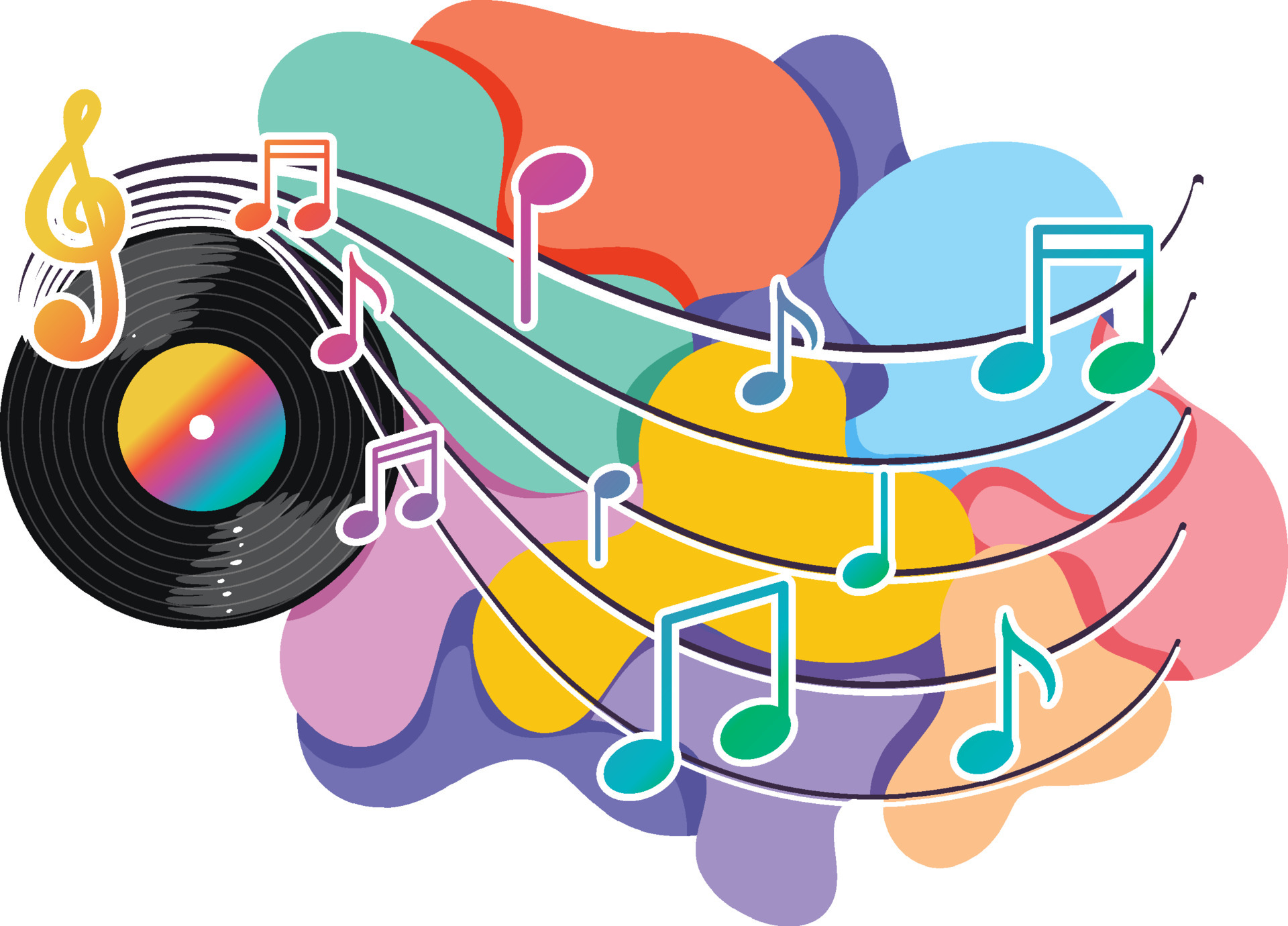 rainbow music notes clipart