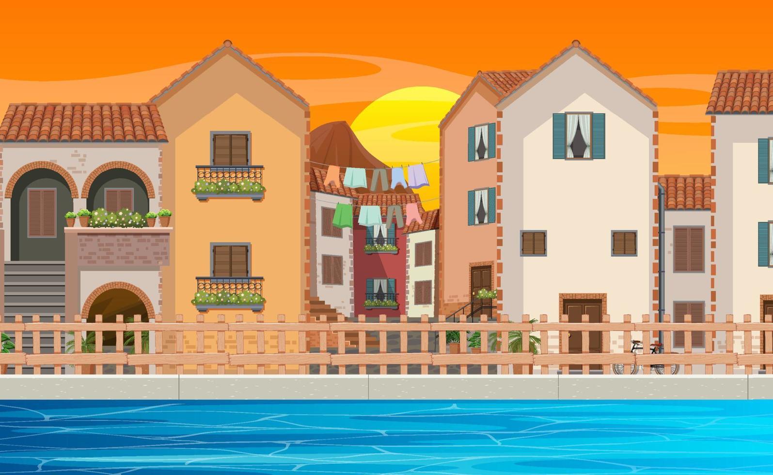 Scene with many buildings in city vector