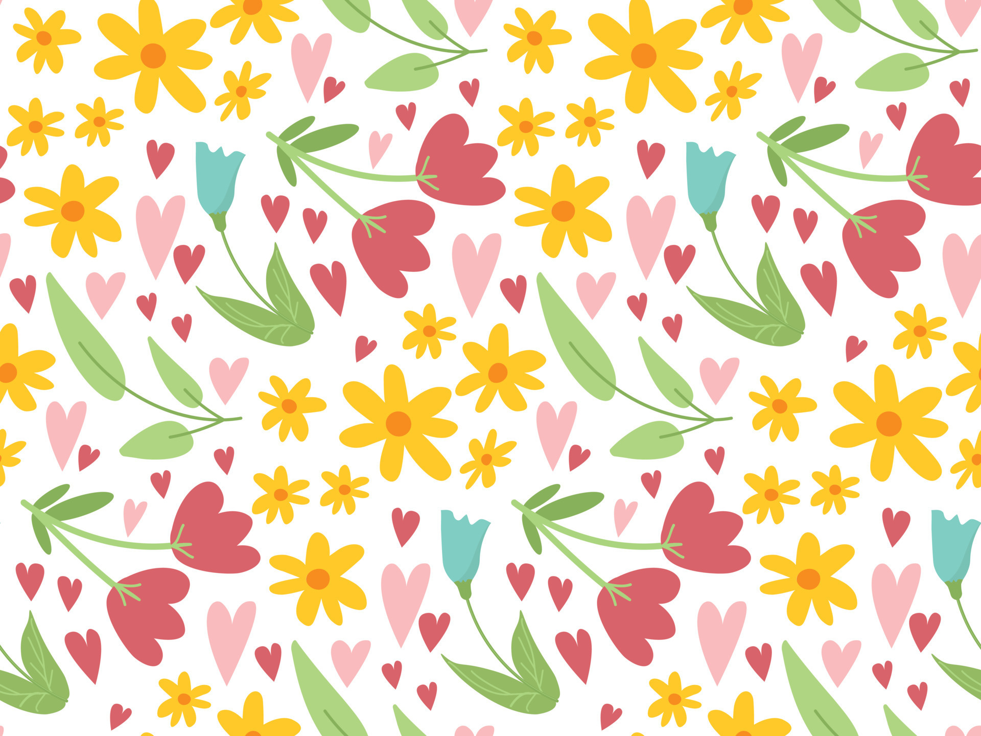 Cute floral Easter spring seamless pattern with simple doodle ...