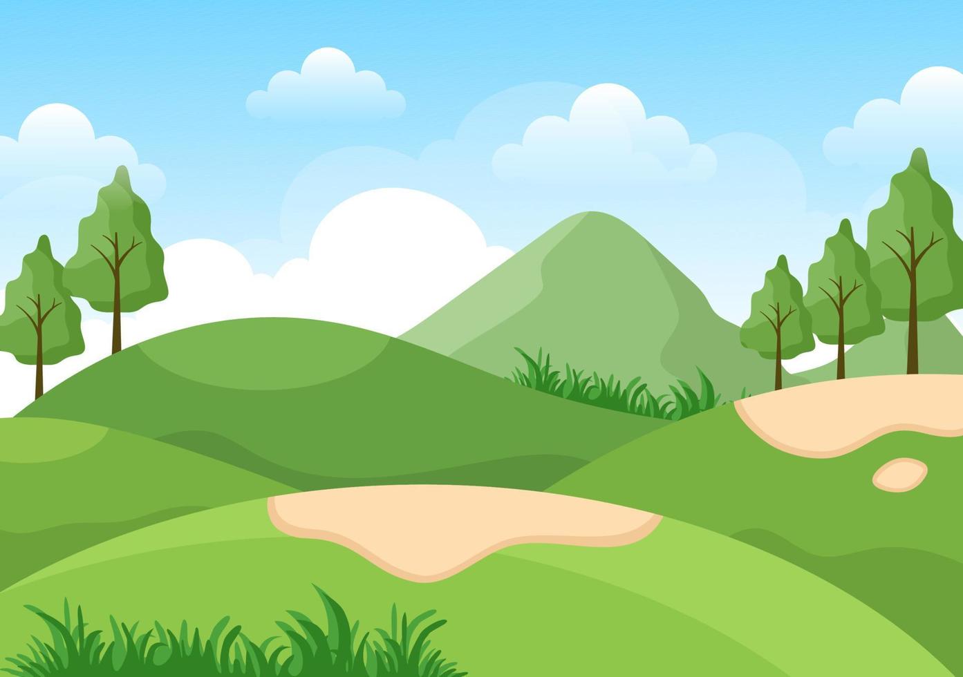 Playing Golf Sport with Flags, Sand Ground, Sand Bunker and Equipment
