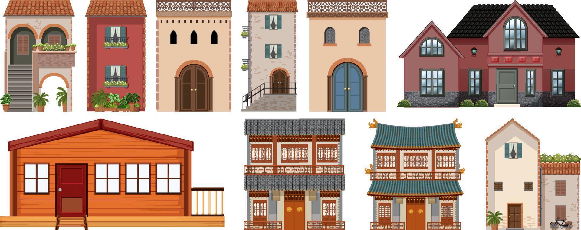 Different designs of buildings vector