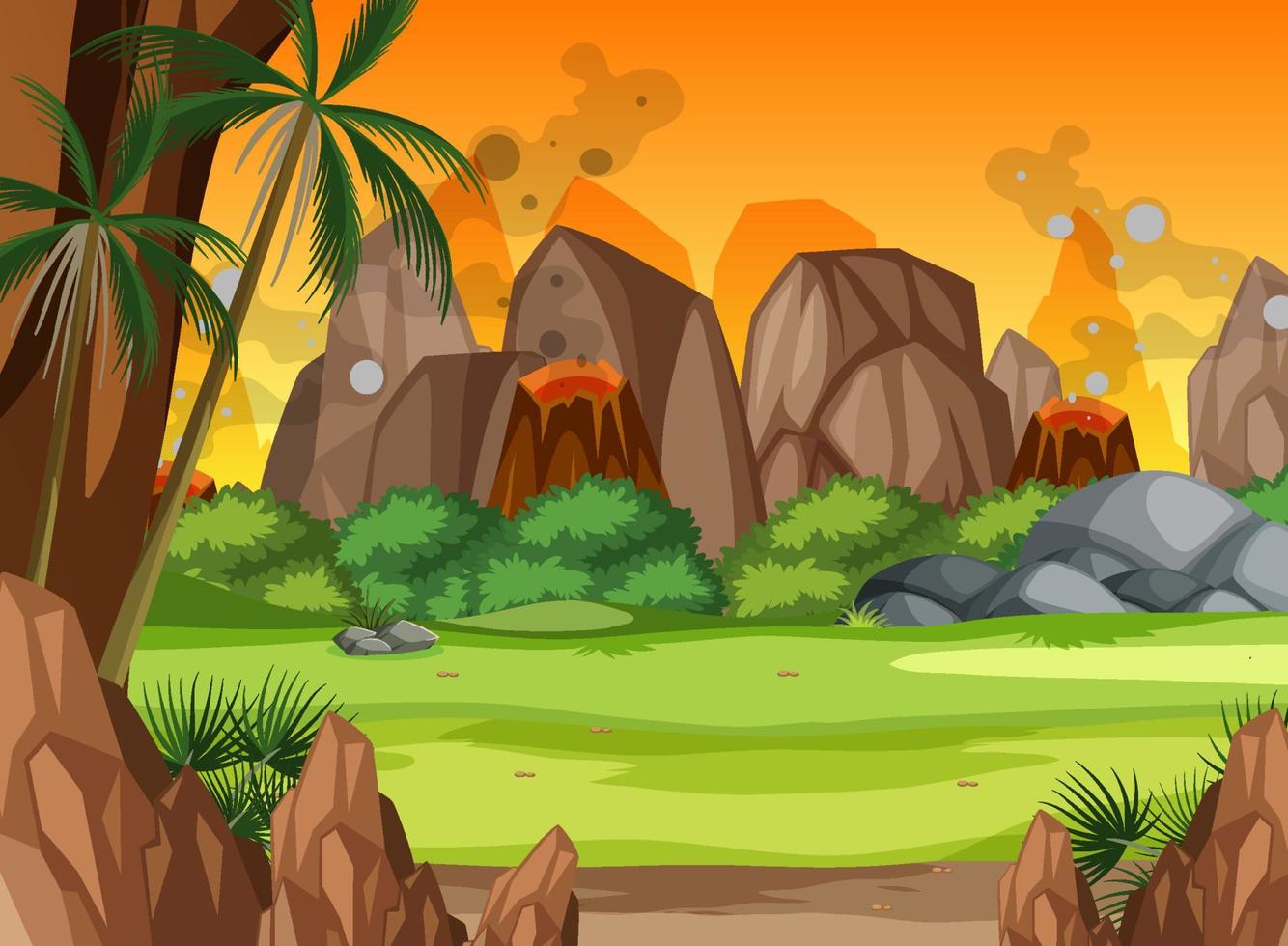 Scene with volcano eruptions vector