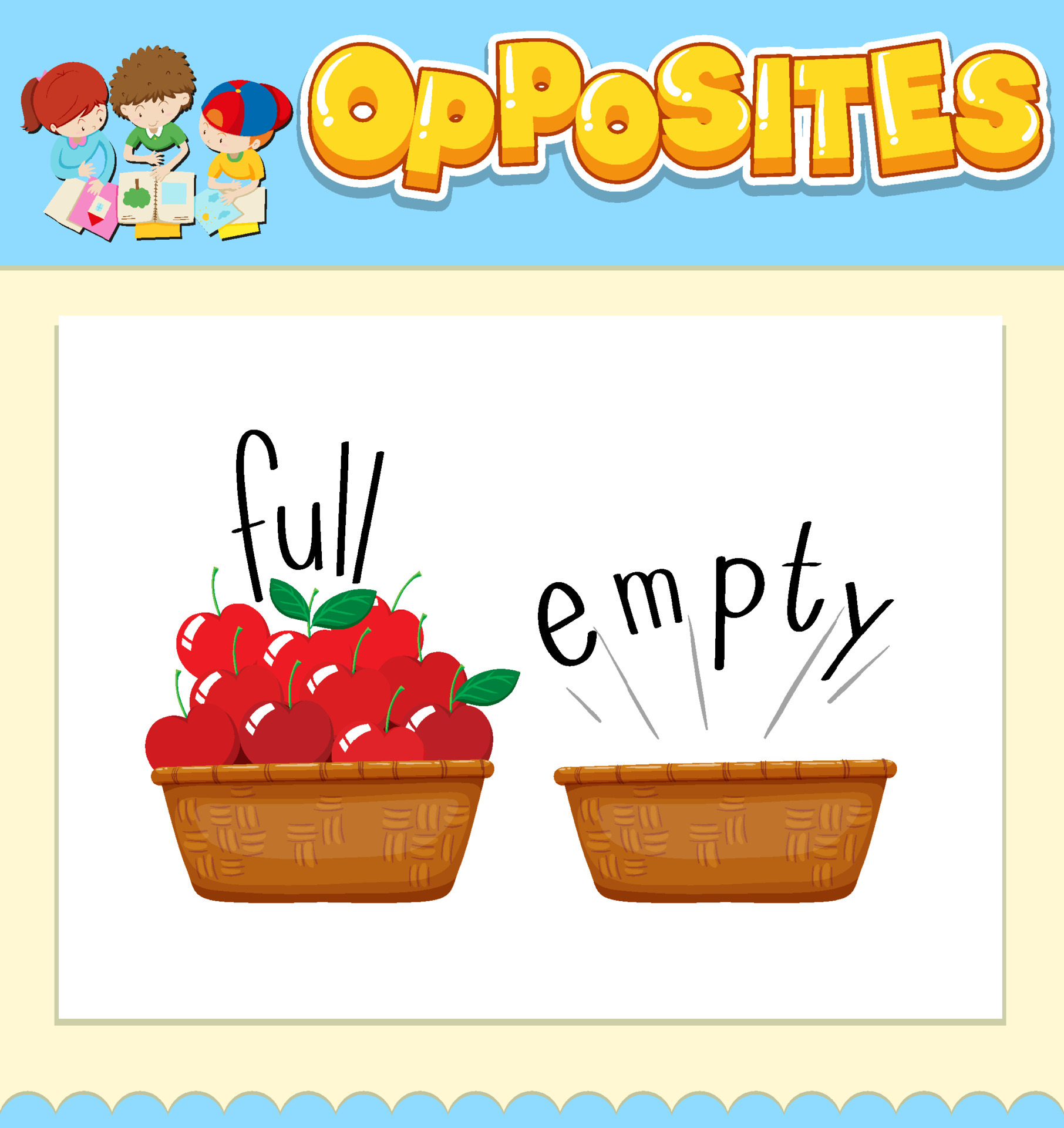 Opposite words for full and empty 6412259 Vector Art at Vecteezy
