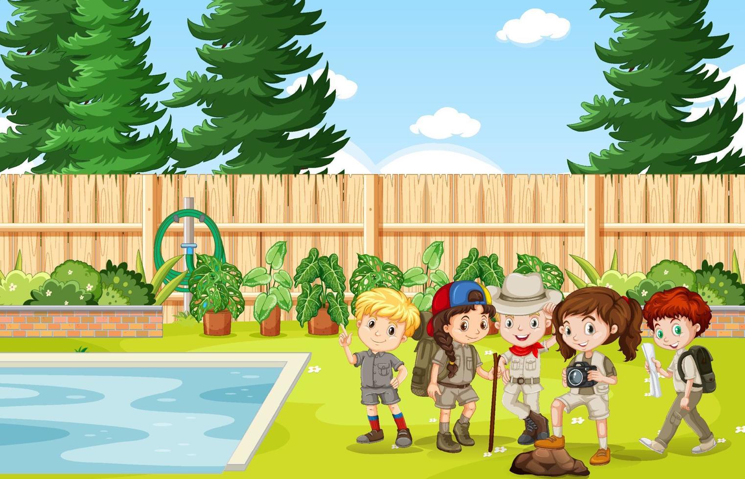 Scene with children in the park vector