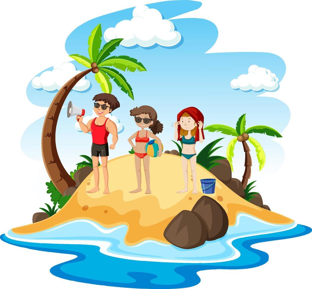 Scene with people on the beach vector