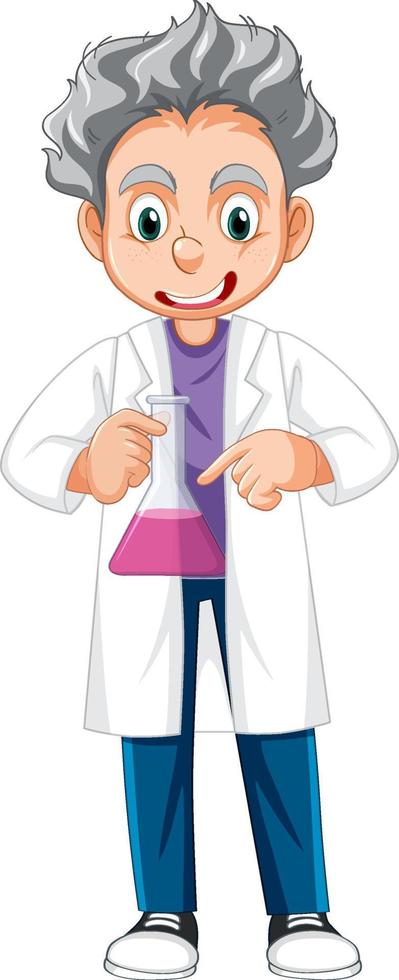 A chemist holding beaker on white background vector