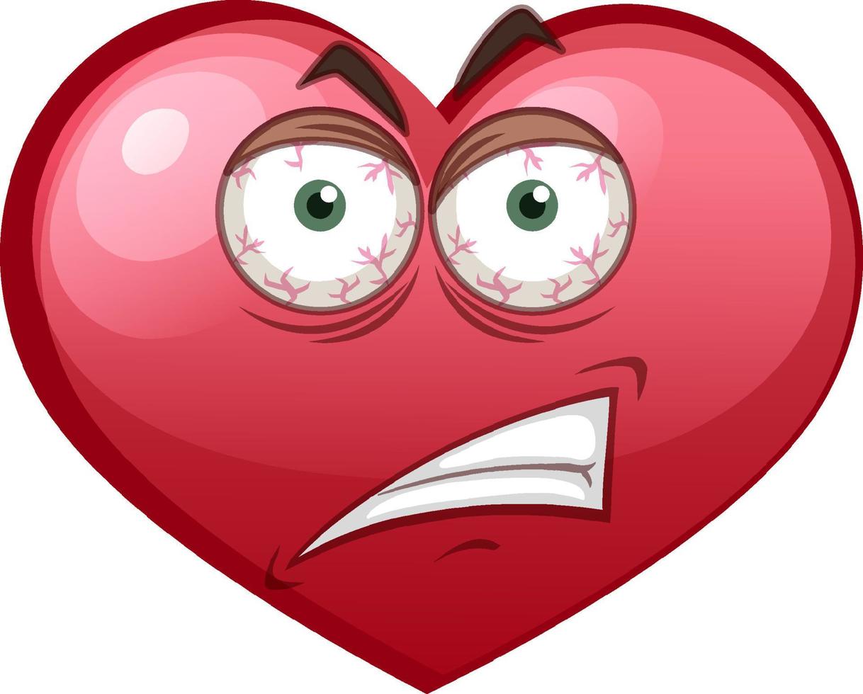 Angry heart emoticon on white background vector