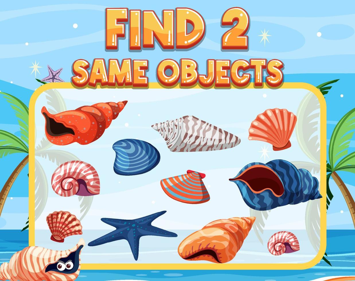 Find 2 same object worksheet for children vector