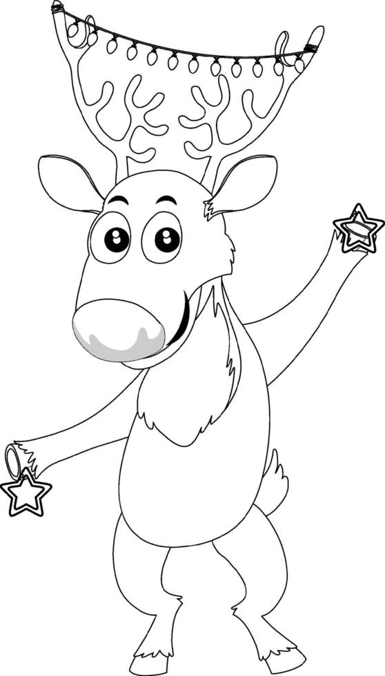 Deer doodle outline for colouring vector