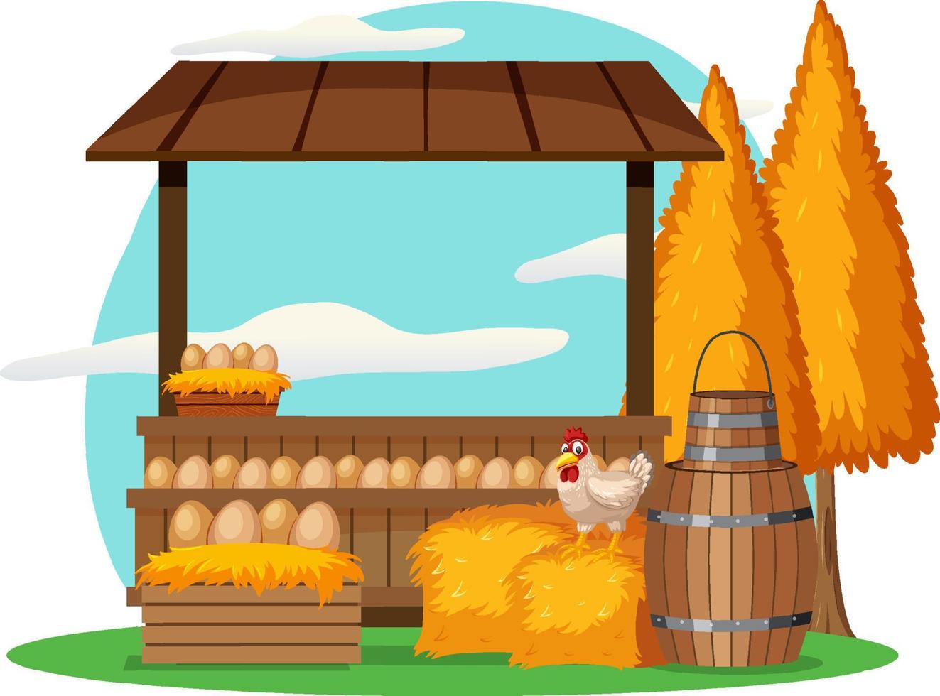 Market stall concept with egg shop stall vector