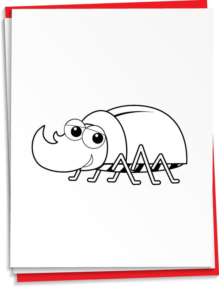 Hand drawn a beetle on paper vector