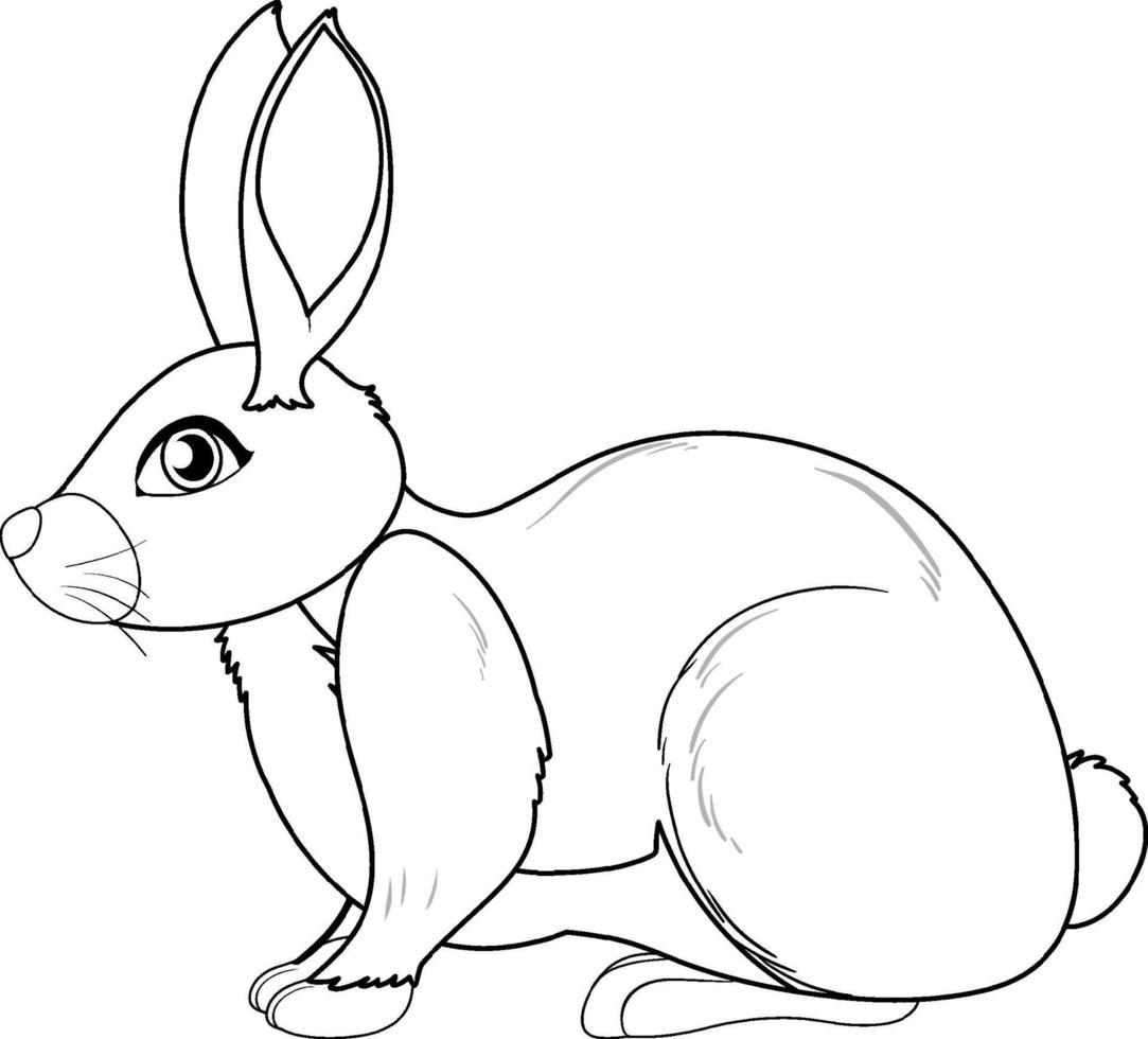 Rabbit doodle outline for colouring vector