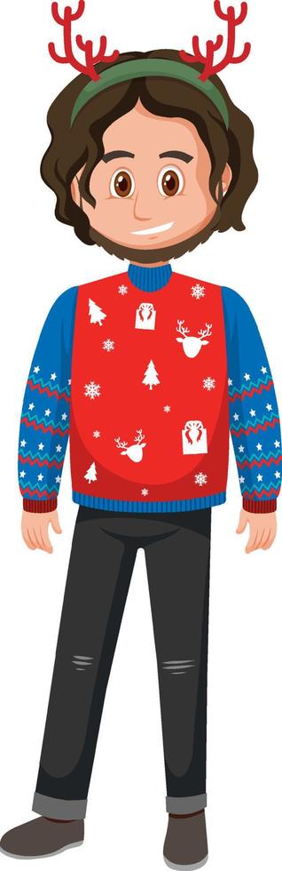 A man wearing Christmas outfits on white background vector