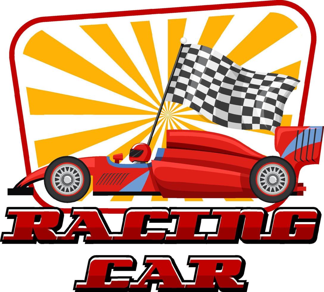 Racing car logo with racing car on white background vector