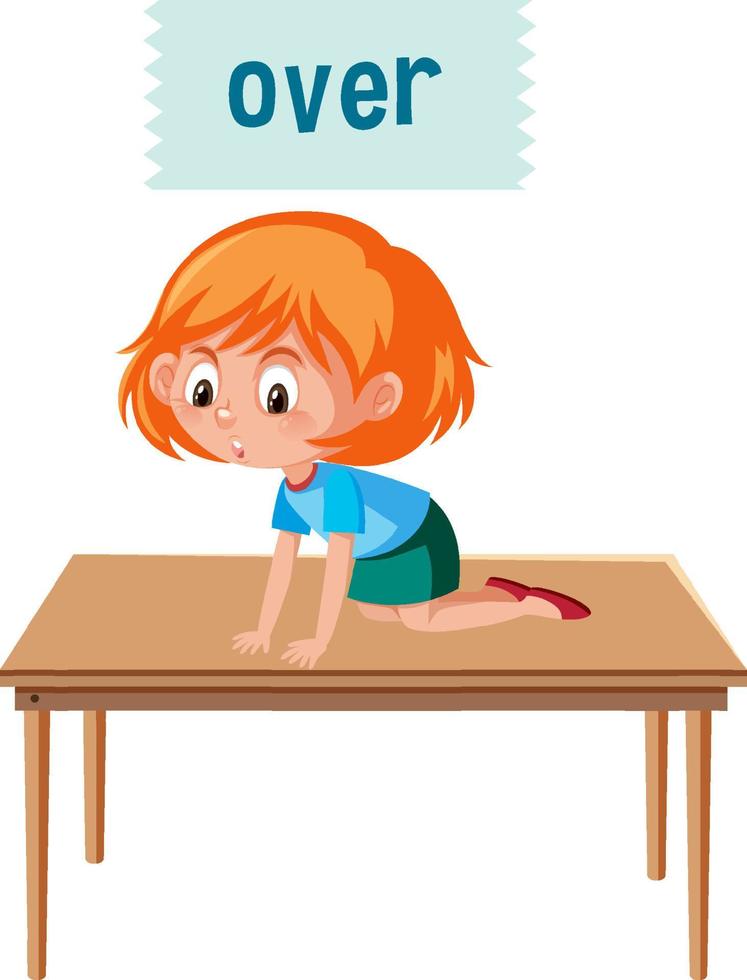 Preposition of place with cartoon girl and a table 6412422 Vector Art at Vecteezy Preposition of place with cartoon girl and a table 6412422 Vector Art at Vecteezy
