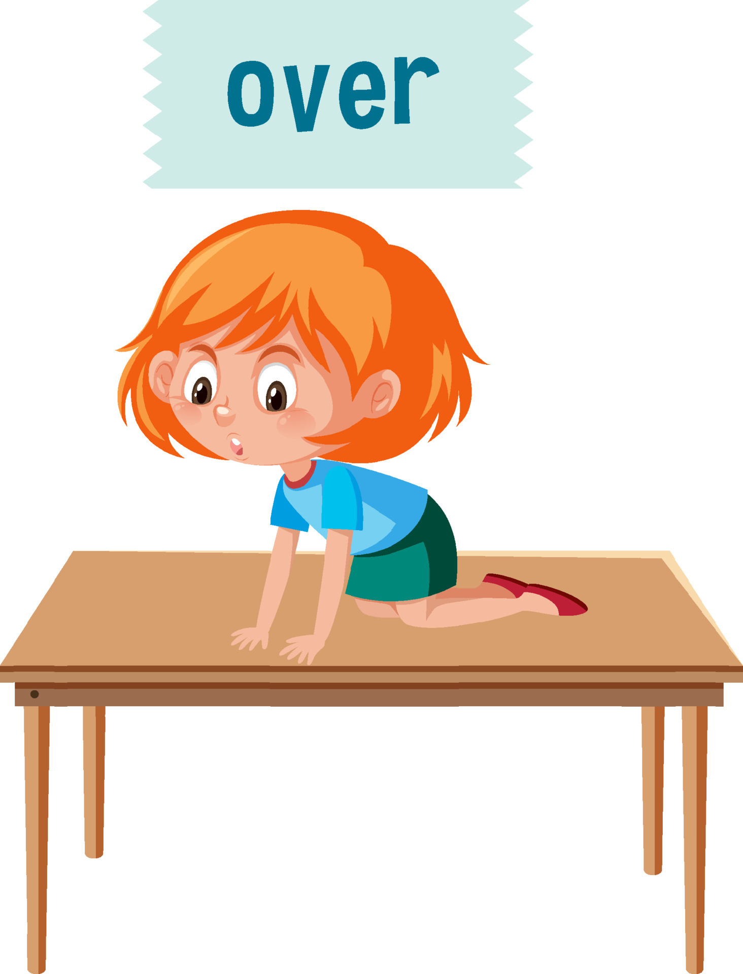 Preposition of place with cartoon girl and a table 6412422 Vector Art at Vecteezy Preposition of place with cartoon girl and a table 6412422 Vector Art at Vecteezy