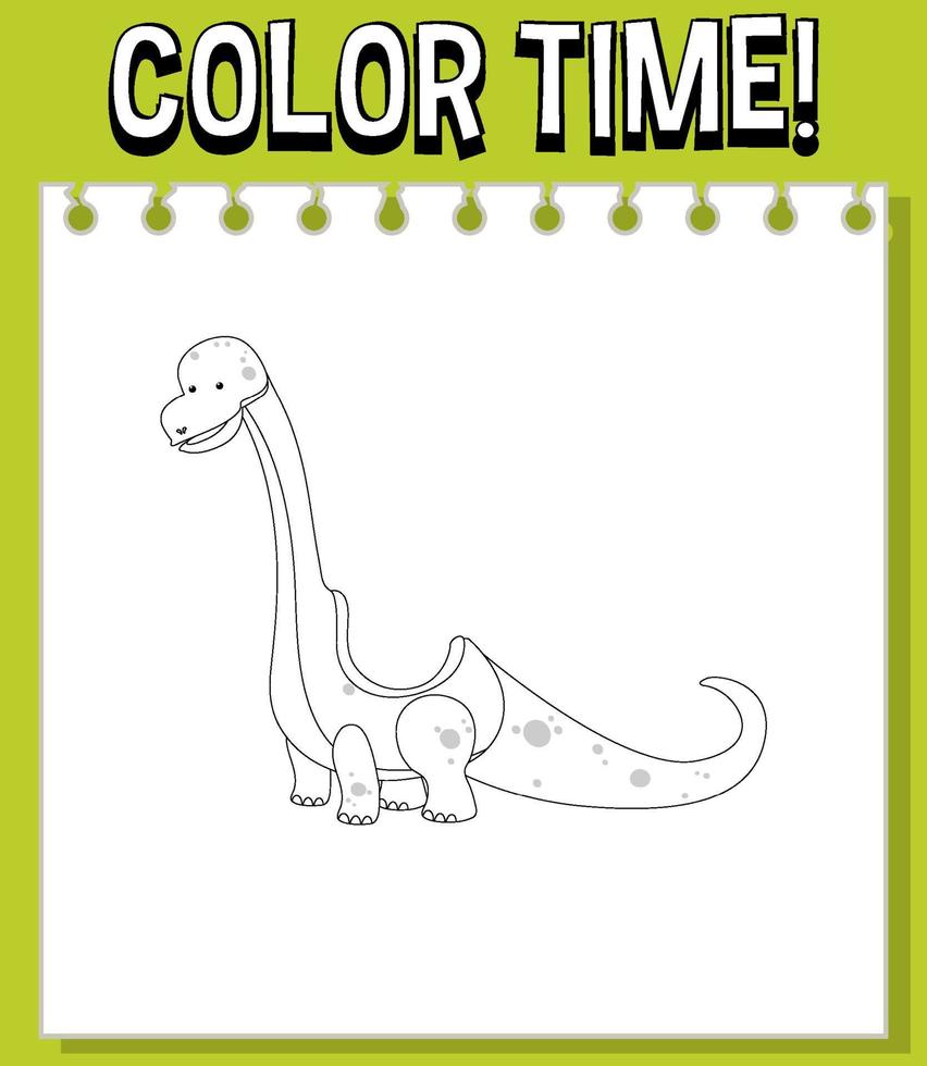 Worksheets template with color time text and dinosaur vector