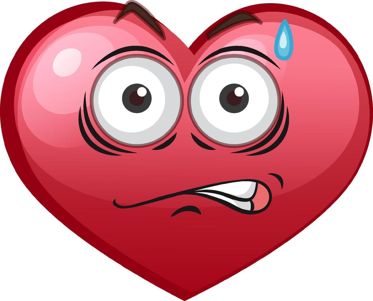 Shocked heart emoticon on white background vector