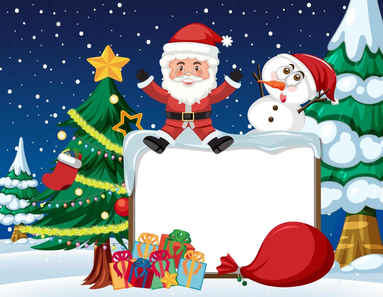 banner vacío en tema navideño con santa claus vector