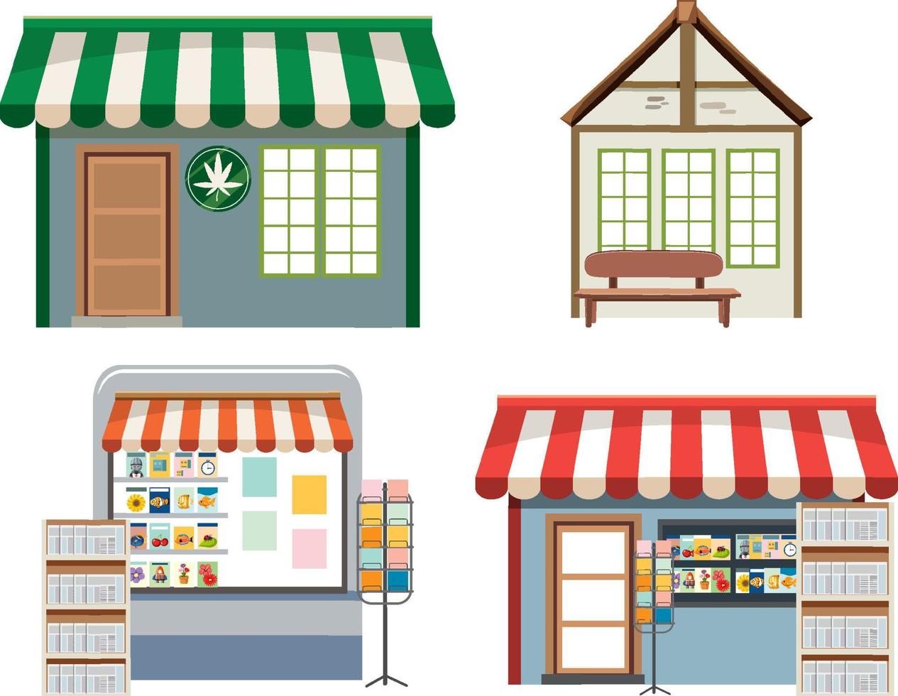 Flea market concept with set of different stores vector