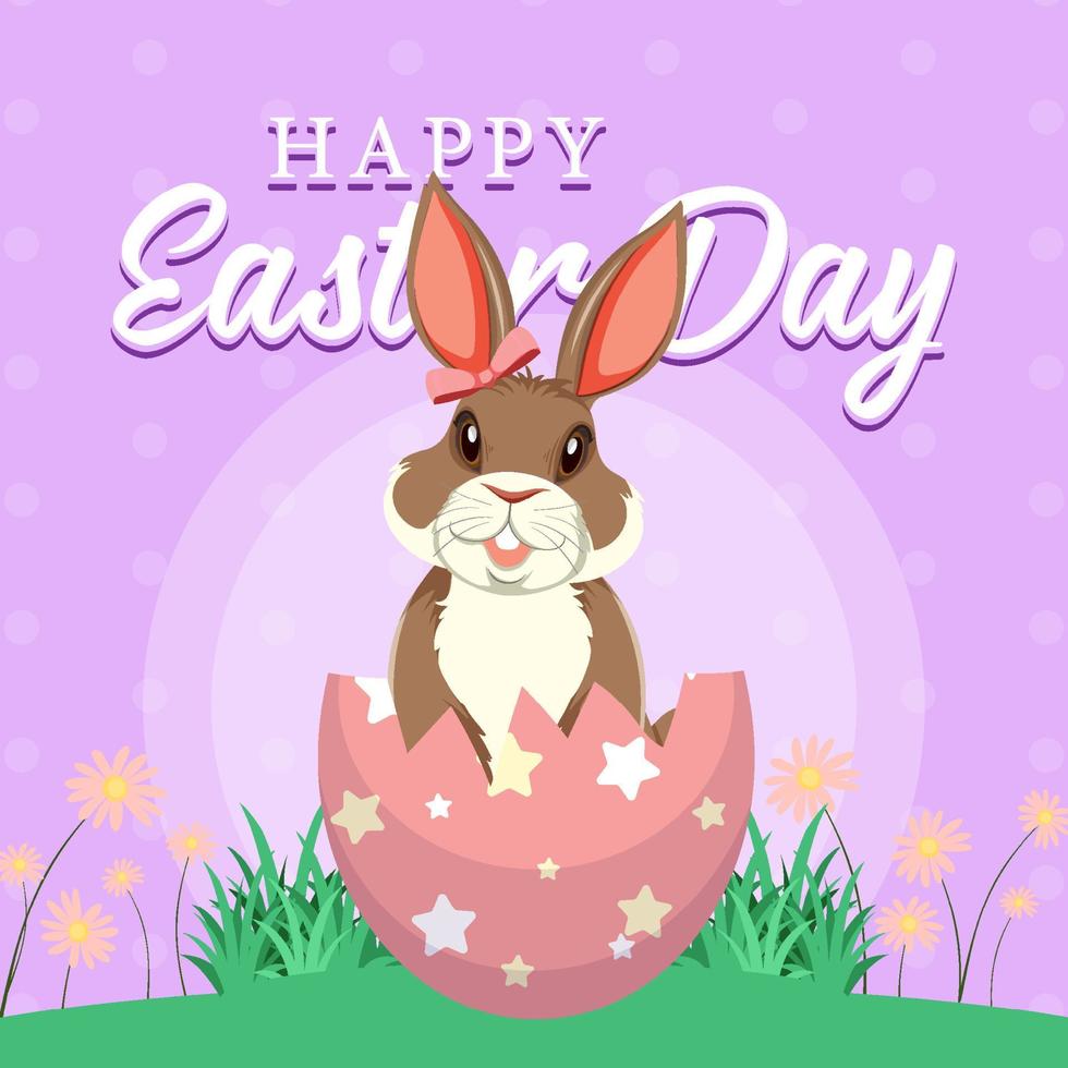Happy Easter design with bunny in garden vector