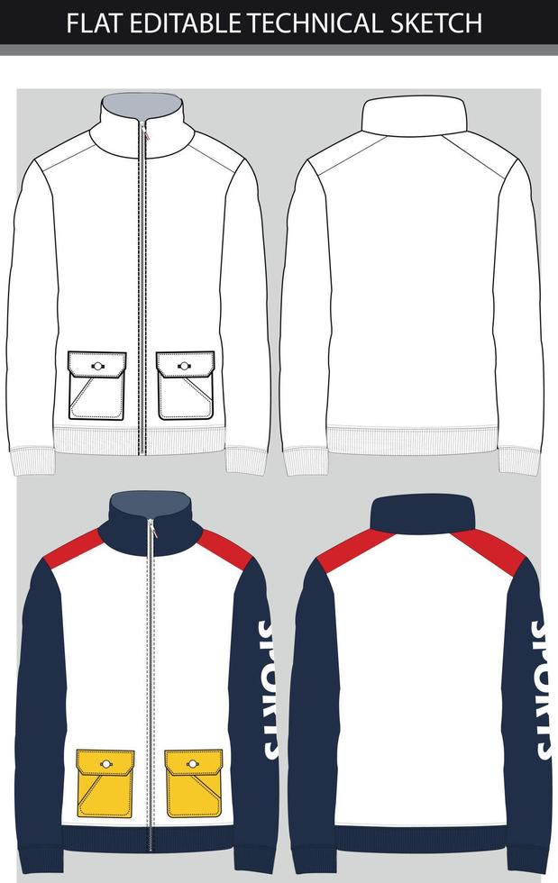 chaqueta de invierno con archivo vectorial de 2 bolsillos vector