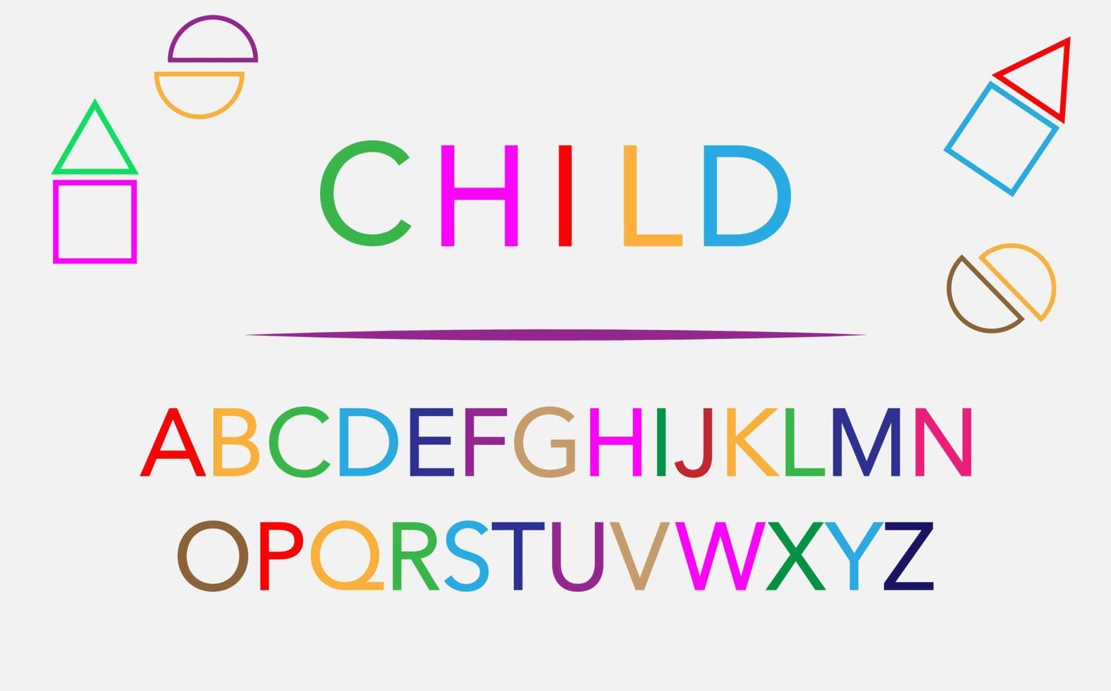 alphabet colorful font style. Set Fun Colored letters design isolated on a white  background. Back to school concept, flat design. Vector illustration
