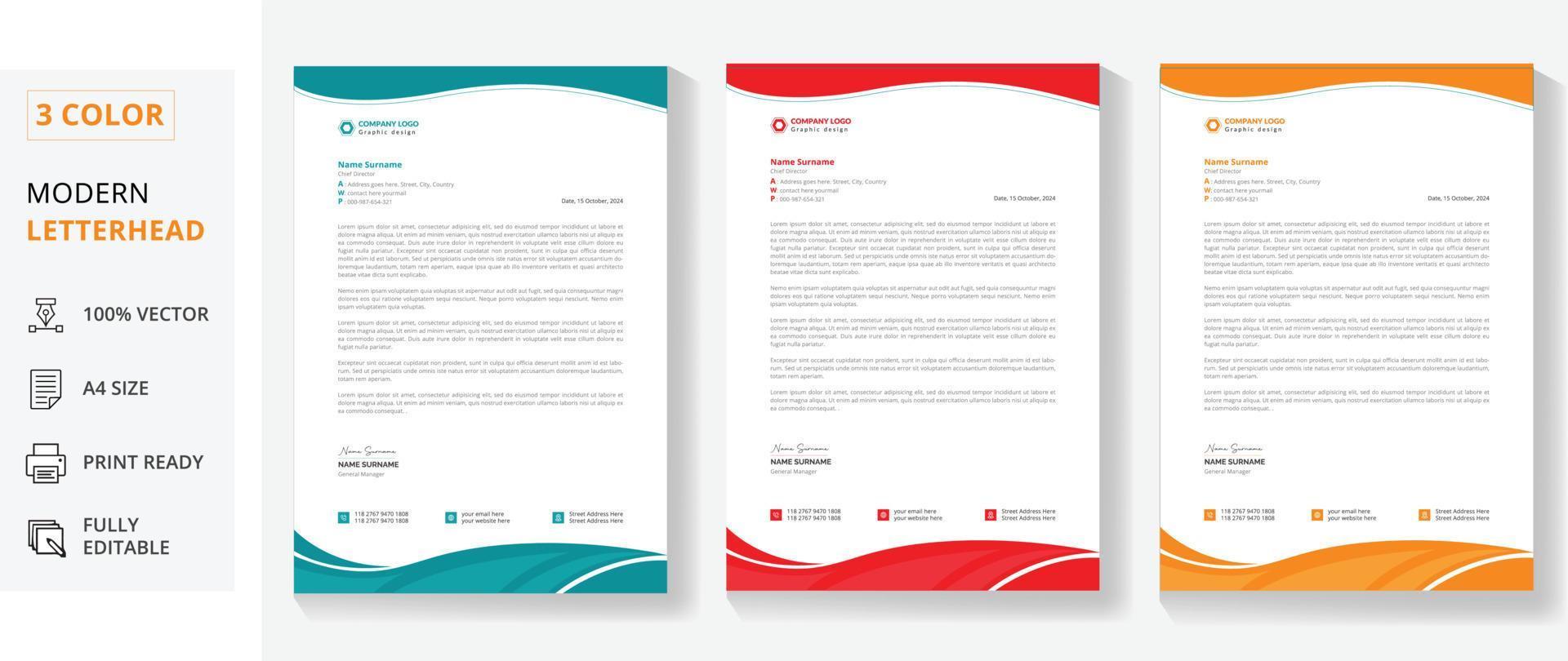 minimalist style company letterhead template vector