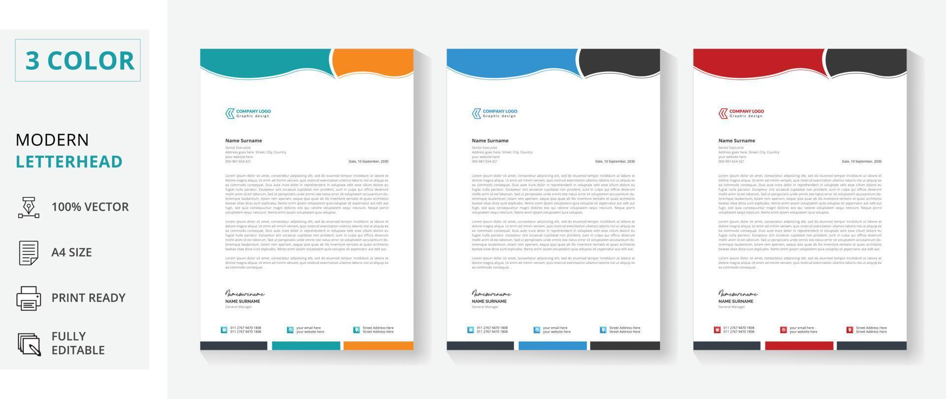 unique corporate letterhead design template bundle vector