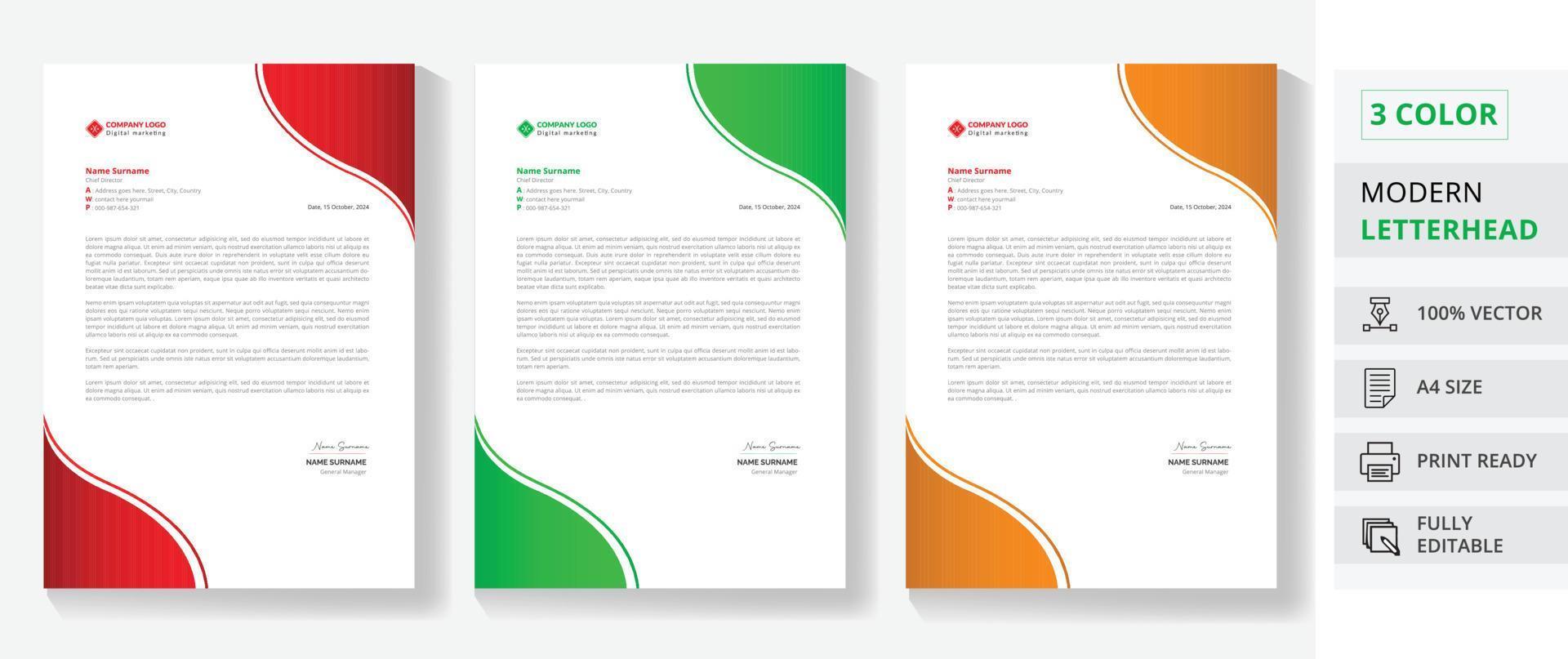 minimalist style company letterhead template vector
