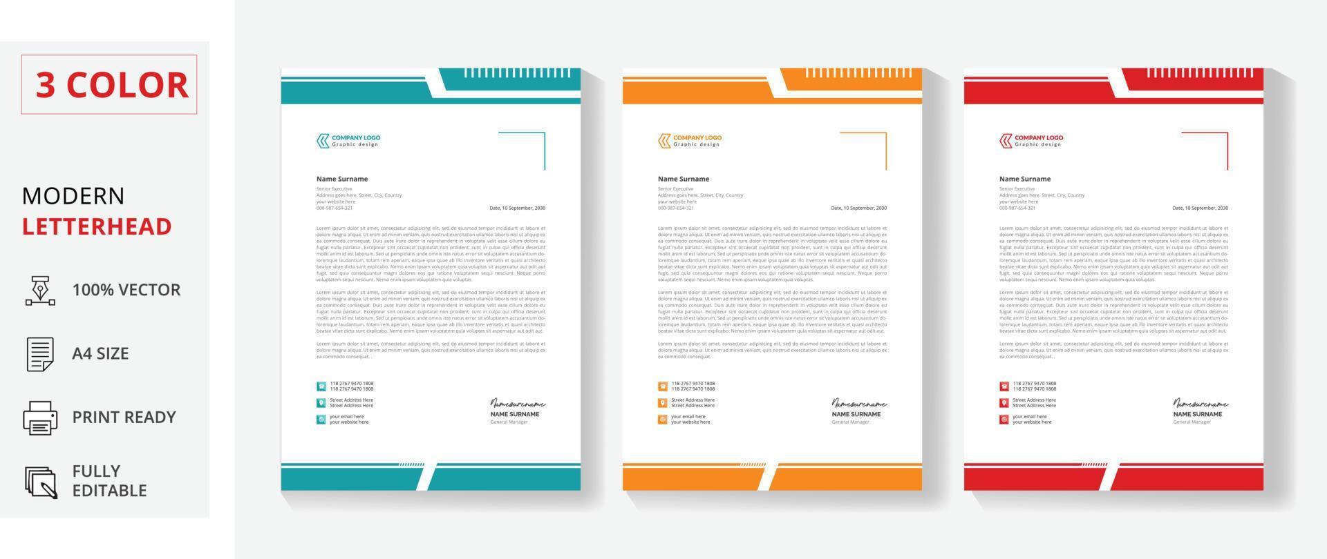 unique corporate letterhead design template bundle vector