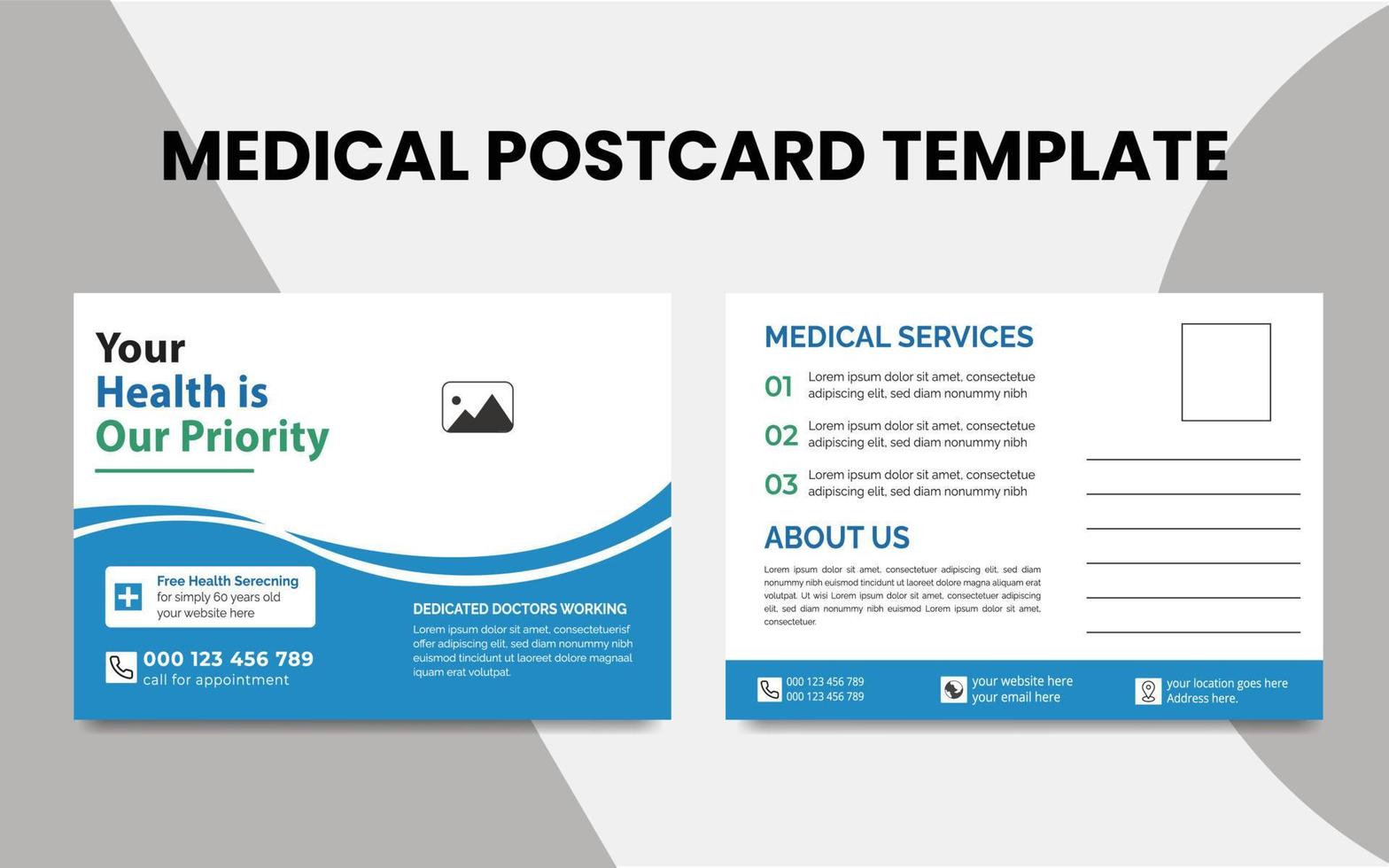 creative medical postcard design template vector