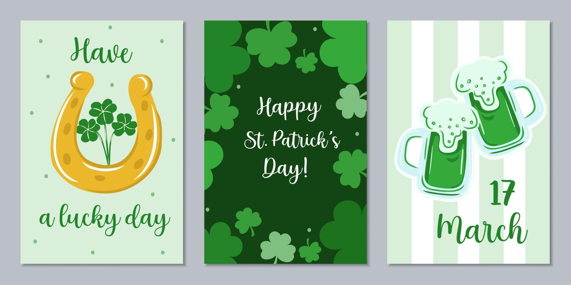 St. Patrick's holiday poster set vector