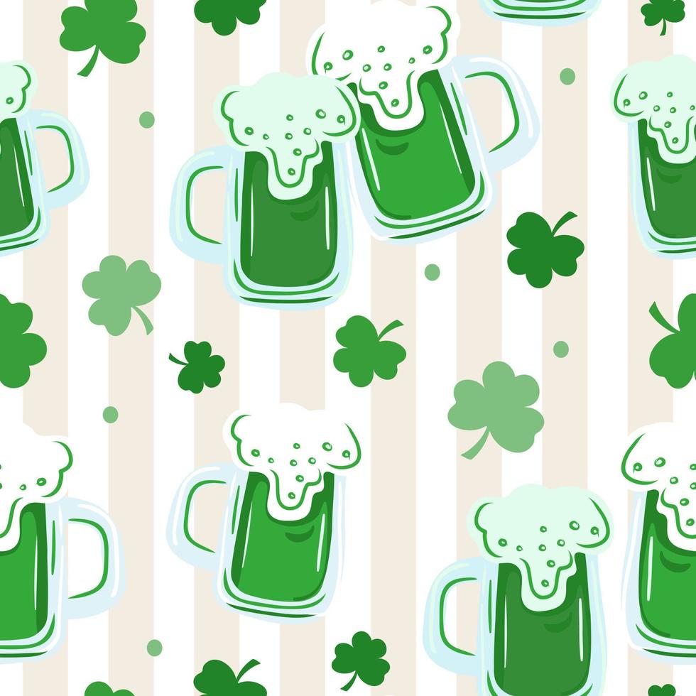 Seamless St. Patrick's Day pattern of Irish symbols vector