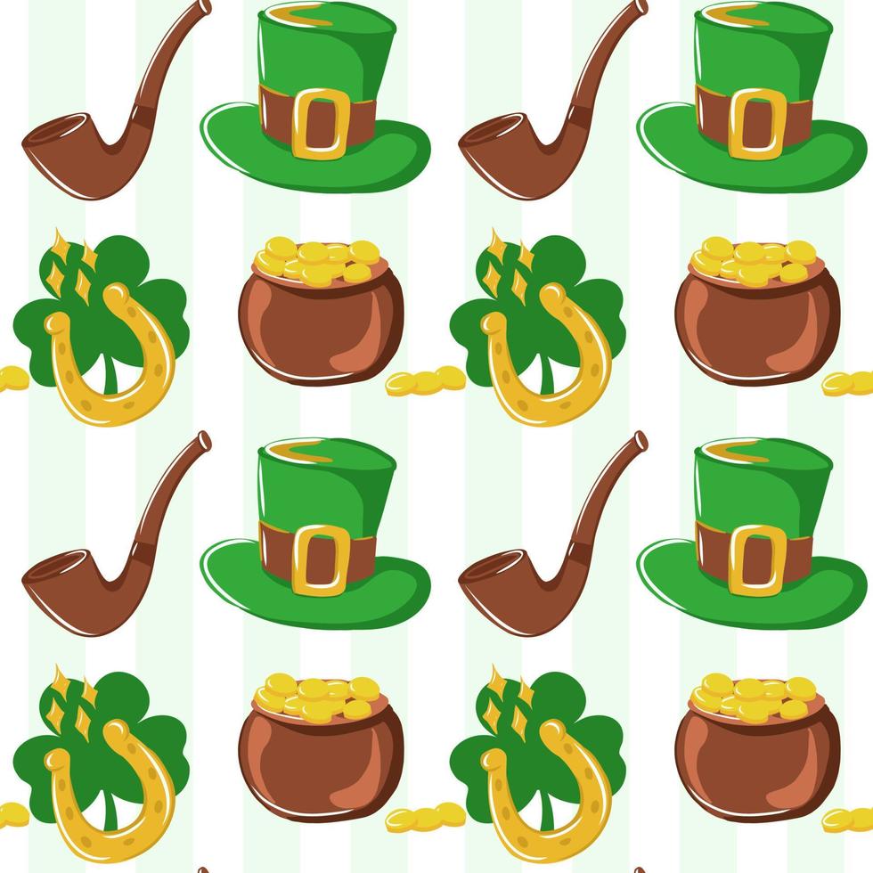 Seamless St. Patrick's Day pattern of Irish symbols vector