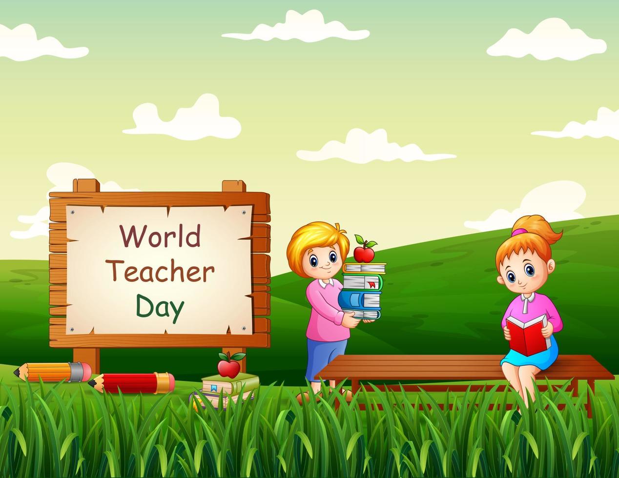 Happy World Teachers Day with woman teachers vector