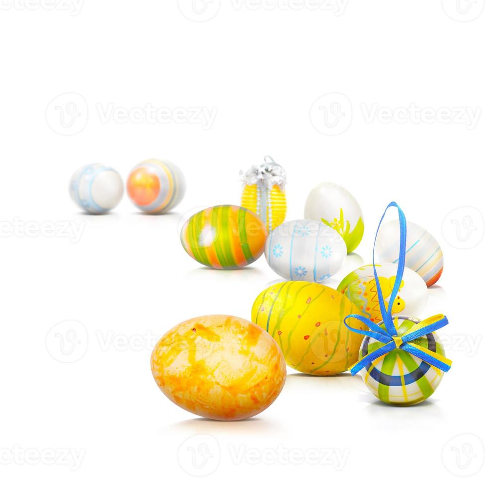 Beautiful Easter background with colorful Easter eggs photo